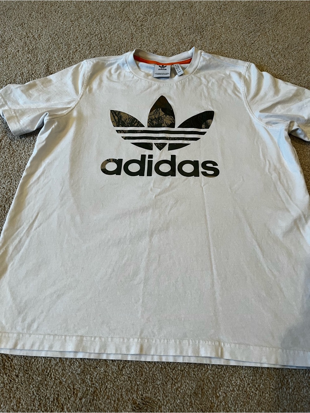 adidas White Tee with Black Trefoil